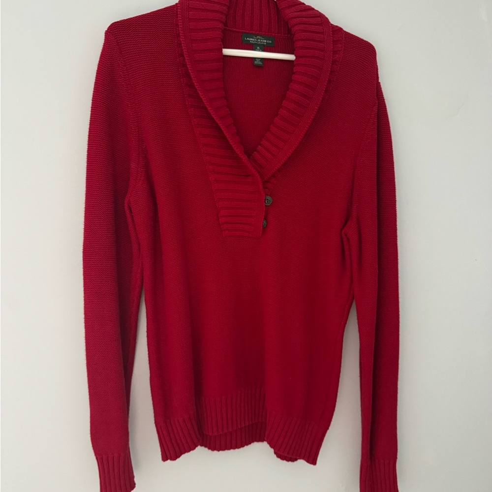 Ralph Lauren Red Cowl Neck Sweater